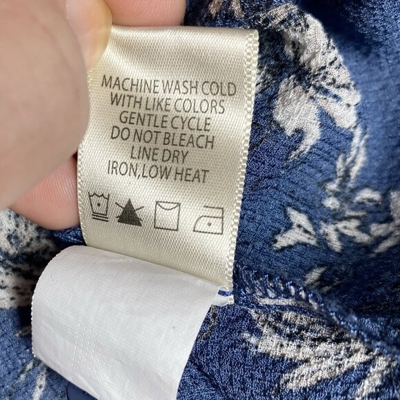 Max Studio Womens Blouse Dusty Blue Floral Bishop Sleeve Ruffle Collar Sz 3X - Picture 6 of 9